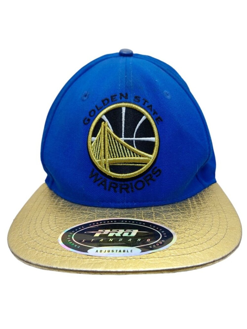 Golden State Warriors Hat Snapback Blue Gold Leather Visor  Pro Standard NBA